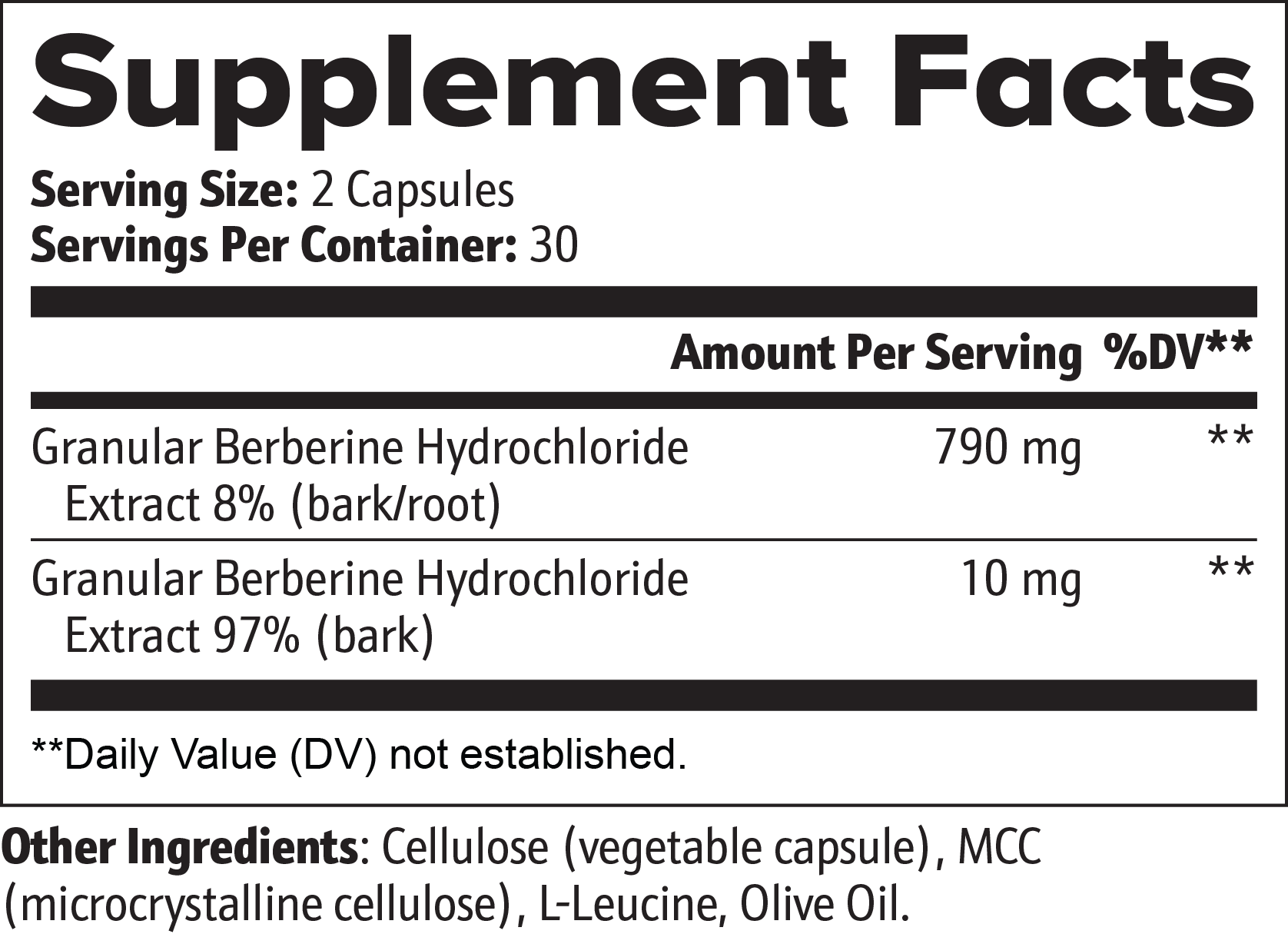 BuzzBerine ~Berberine Capsules ~ 800mg